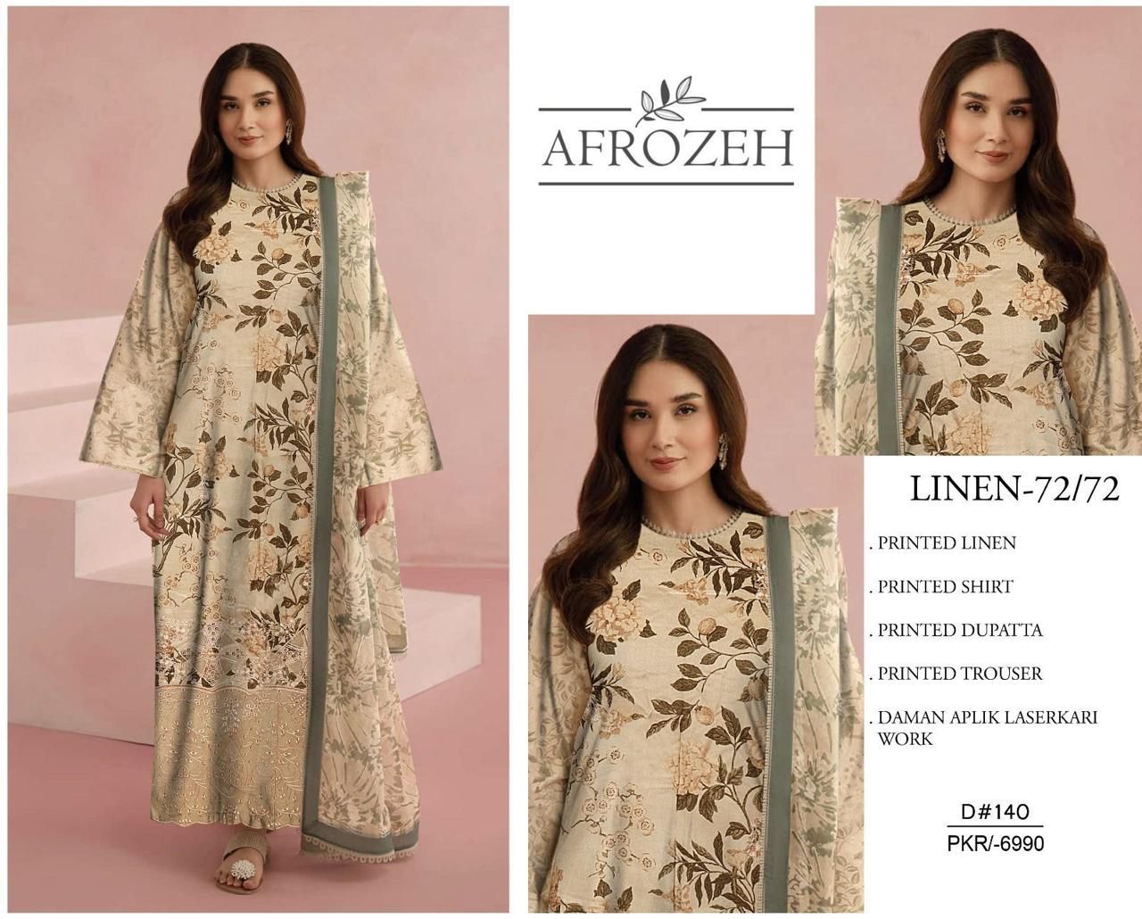 LINEN 72/72 3pc Full Embroidered - D#140