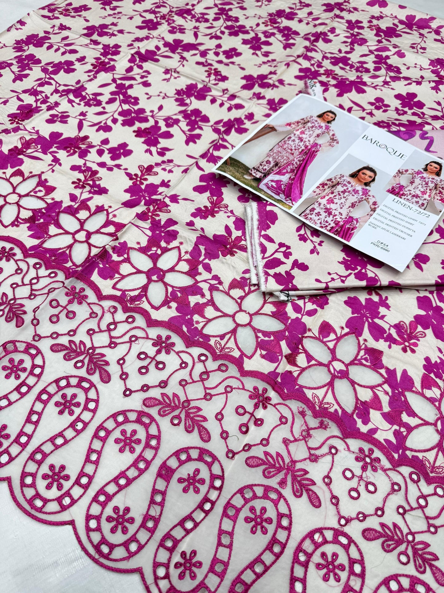 LINEN 72/72 3pc Full Embroidered - D#64