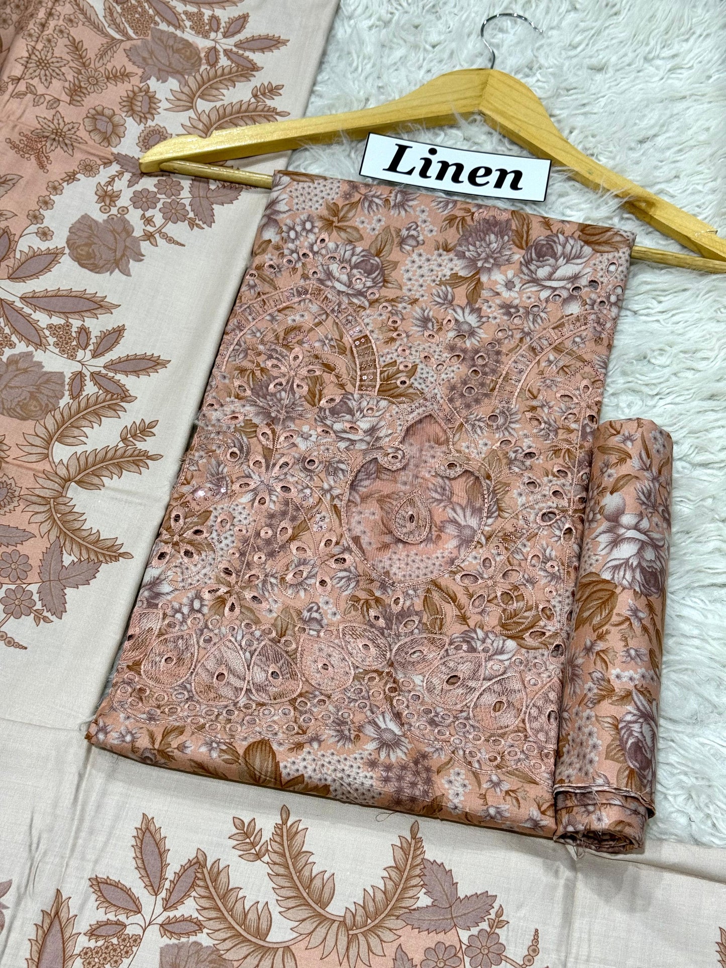 LINEN 3pc Full Embroidered - L#12