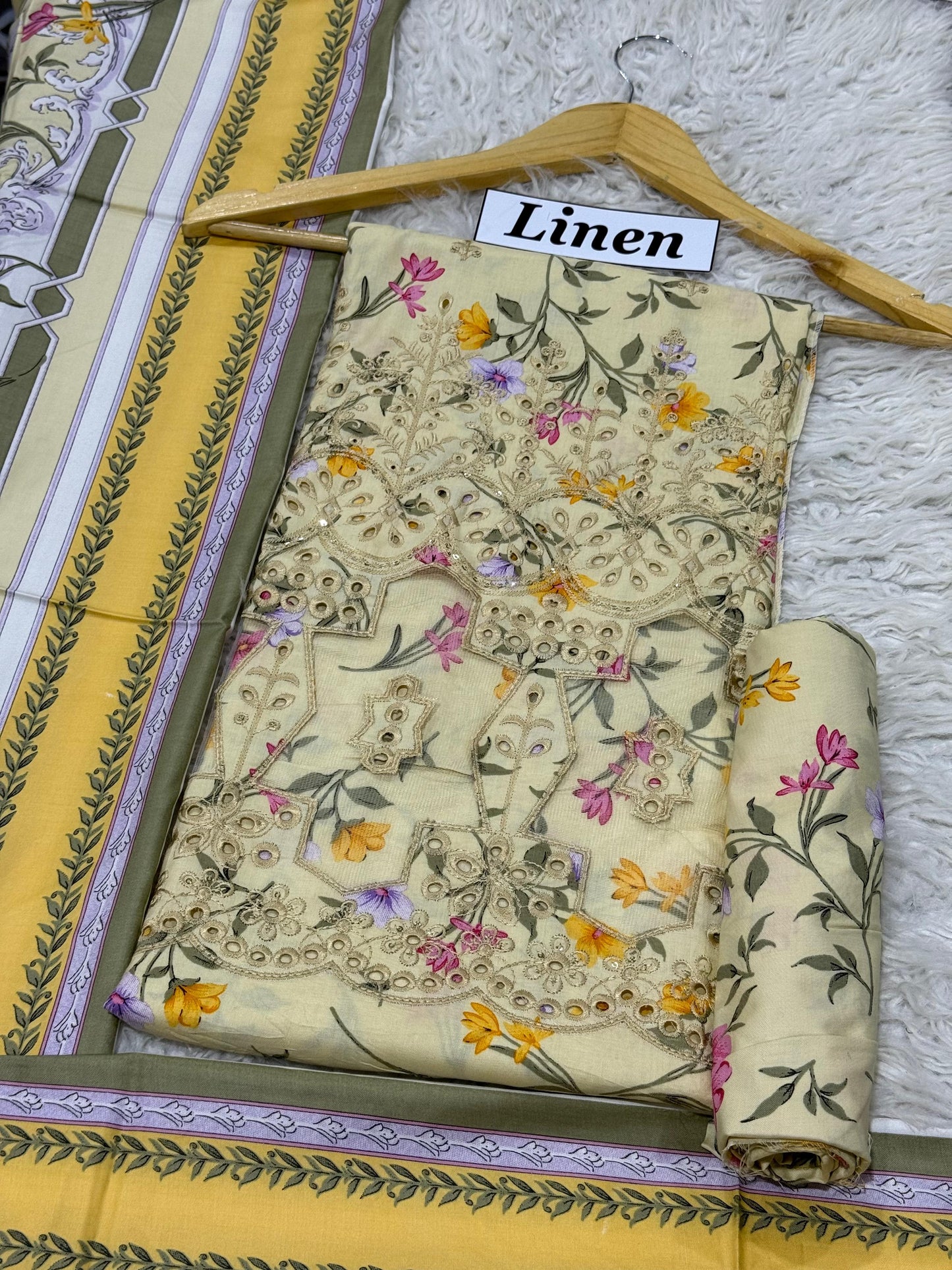 LINEN 3pc Full Embroidered - L#13