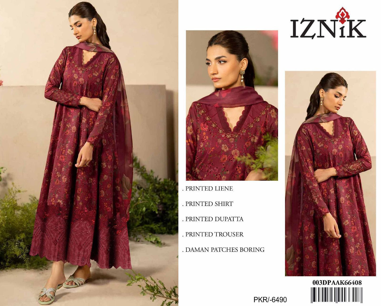 LINEN 72/72 3pc Full Embroidered - 003DPAAK66408