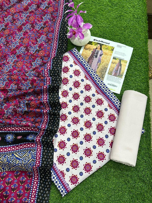 Gul Ahmed Chunri/ Baroque 72/72 LINEN Digital Print 3pc 2025 - A#12