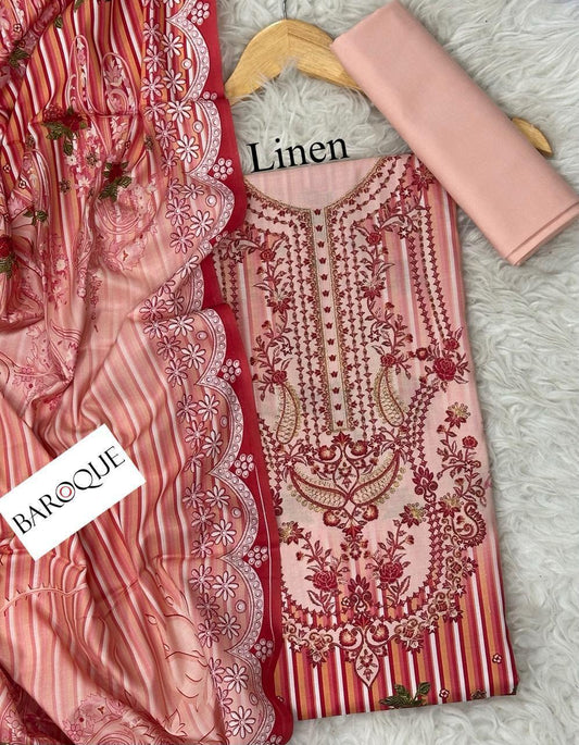Gul Ahmed Chunri/ Baroque 72/72 LINEN Digital Print 3pc 2025 - A#23
