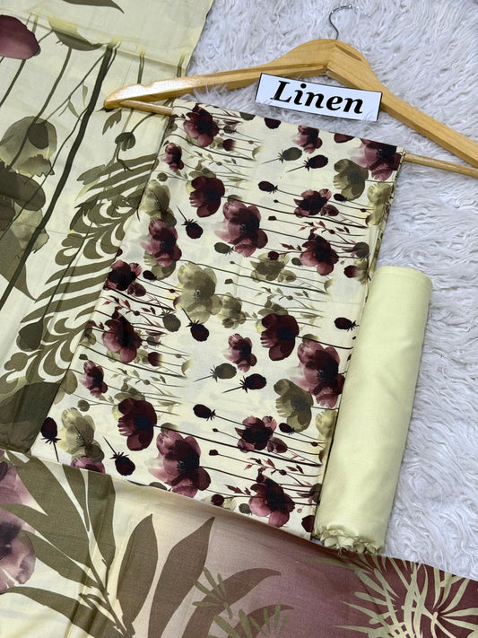 ALKARAM LINEN Digital Print 3pc 2025 - D#1