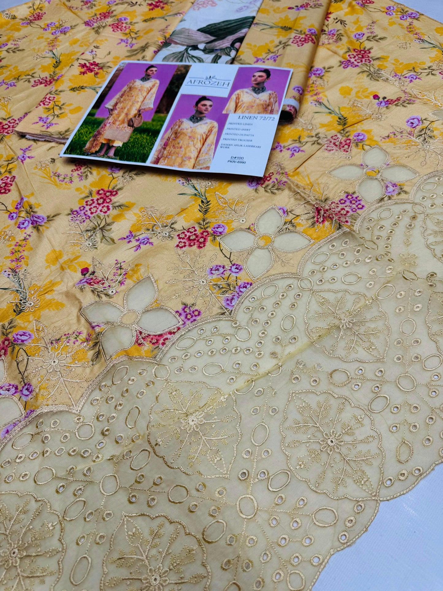 LINEN 72/72 3pc Full Embroidered - D#100