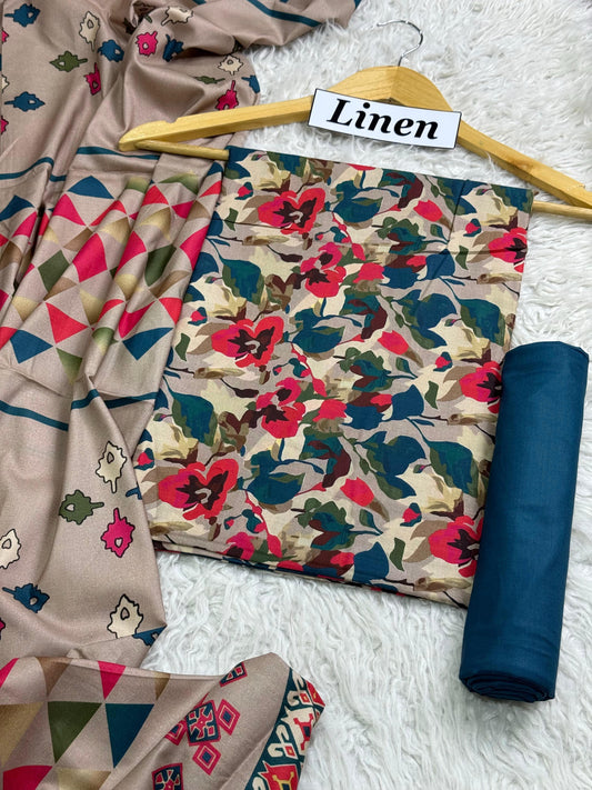 ALKARAM LINEN Digital Print 3pc 2025 - D#11