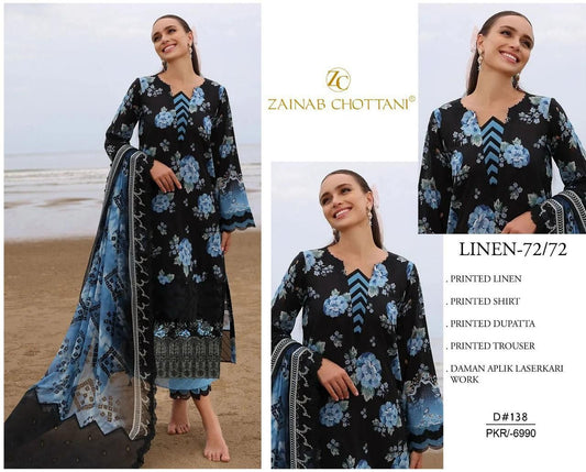 LINEN 72/72 3pc Full Embroidered - D#138