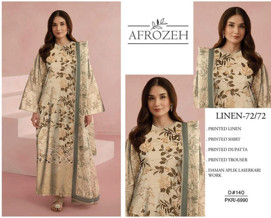 LINEN 72/72 3pc Full Embroidered - D#140