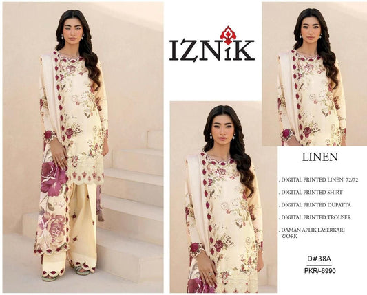LINEN 72/72 3pc Full Embroidered - D#38A