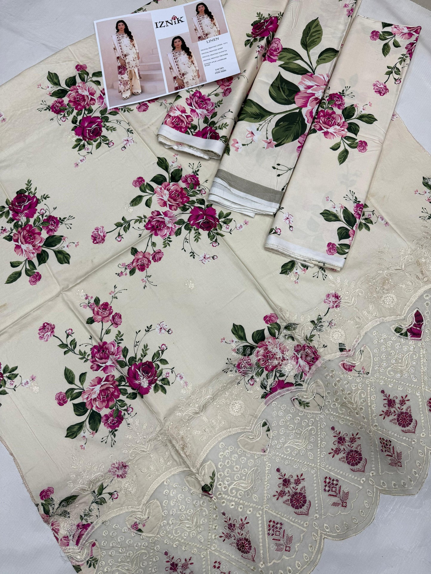 LINEN 72/72 3pc Full Embroidered - D#38A