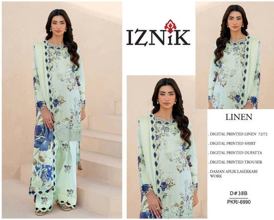 LINEN 72/72 3pc Full Embroidered - D#38B