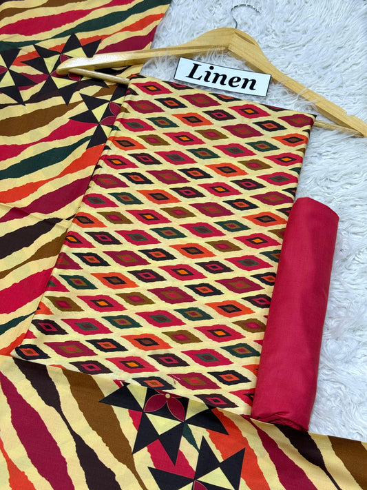 ALKARAM LINEN Digital Print 3pc 2025 - D#4