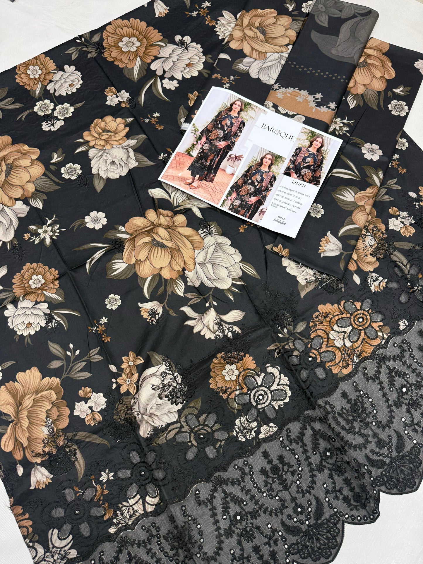 LINEN 72/72 3pc Full Embroidered - D#40