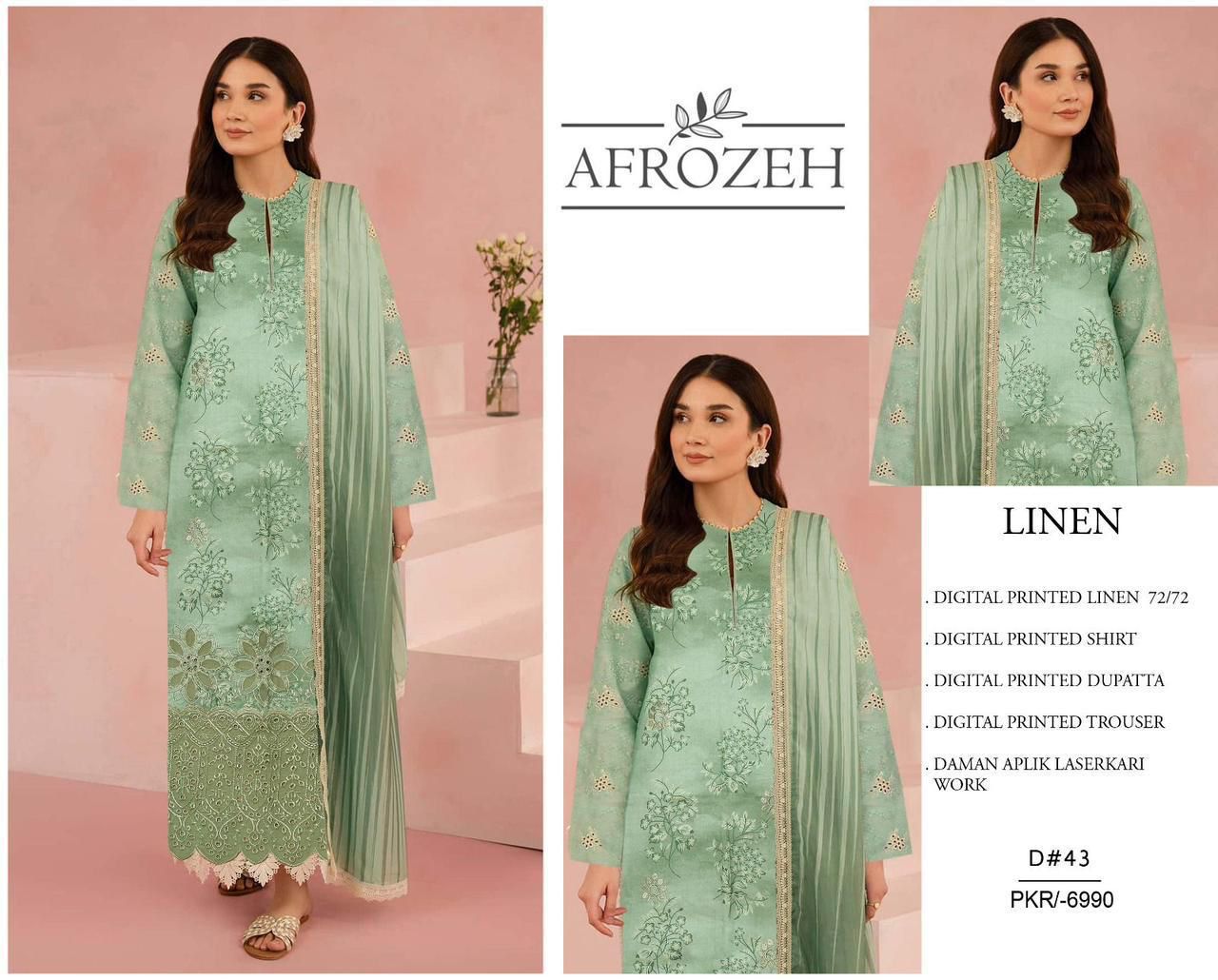 LINEN 72/72 3pc Full Embroidered - D#43
