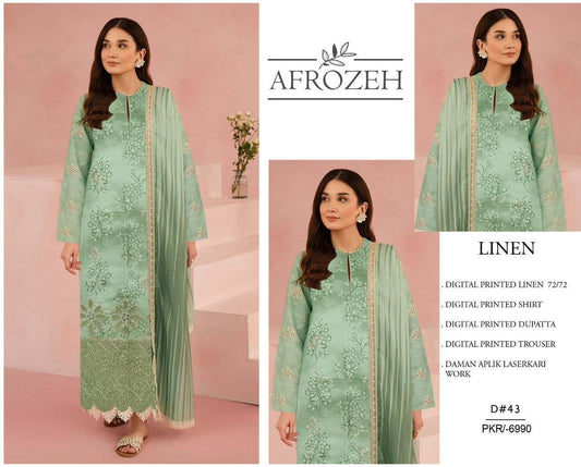 LINEN 72/72 3pc Full Embroidered - D#43