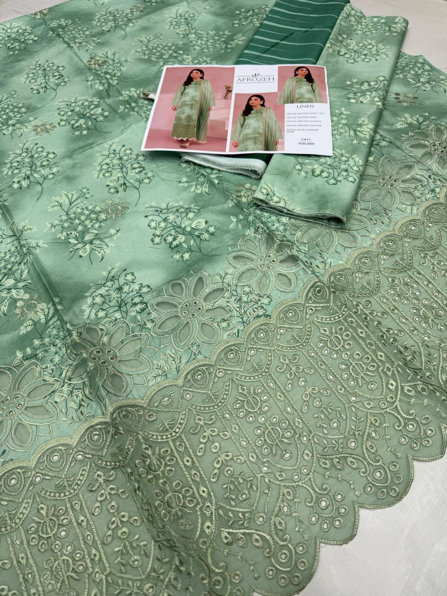 LINEN 72/72 3pc Full Embroidered - D#43