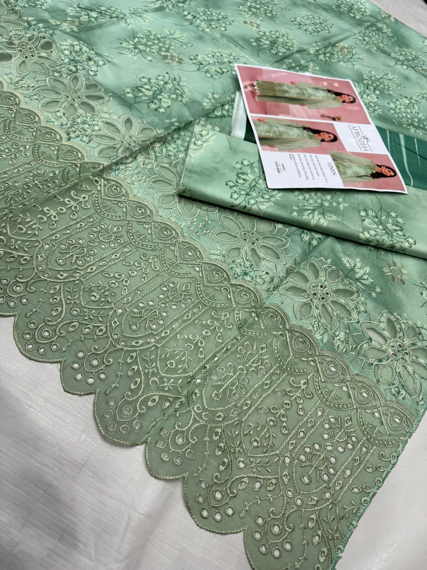 LINEN 72/72 3pc Full Embroidered - D#43