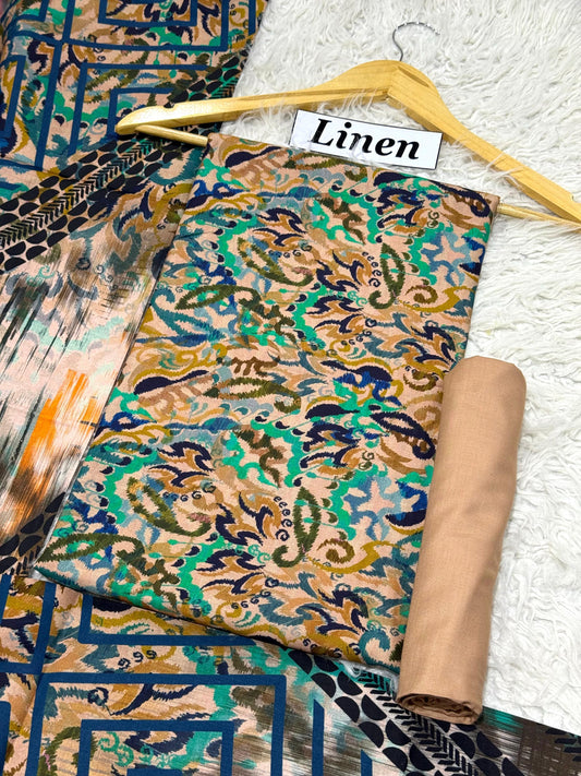 ALKARAM LINEN Digital Print 3pc 2025 - D#5