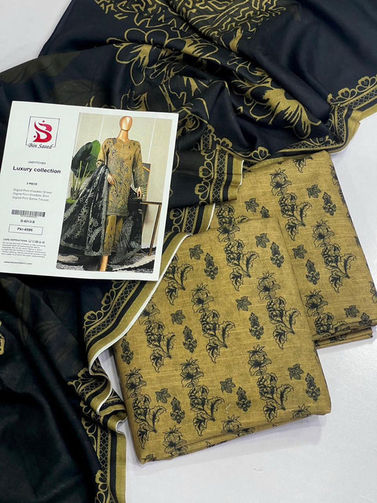 Bin Saeed KHADDAR Digital Print 3pc 2025 - D-6313-S