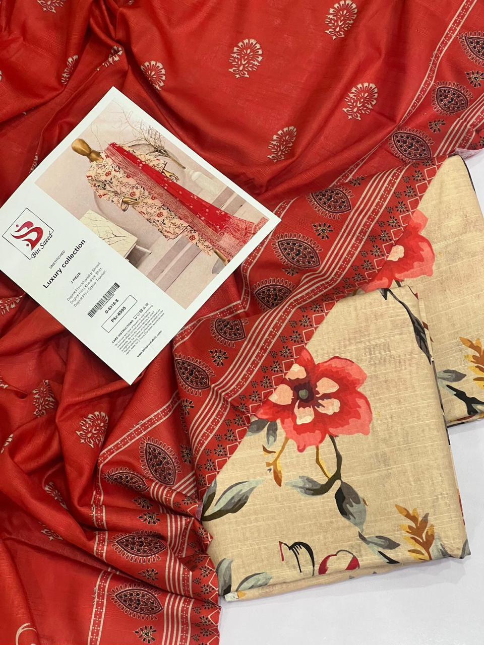 Bin Saeed KHADDAR Digital Print 3pc 2025 - D-6318-S