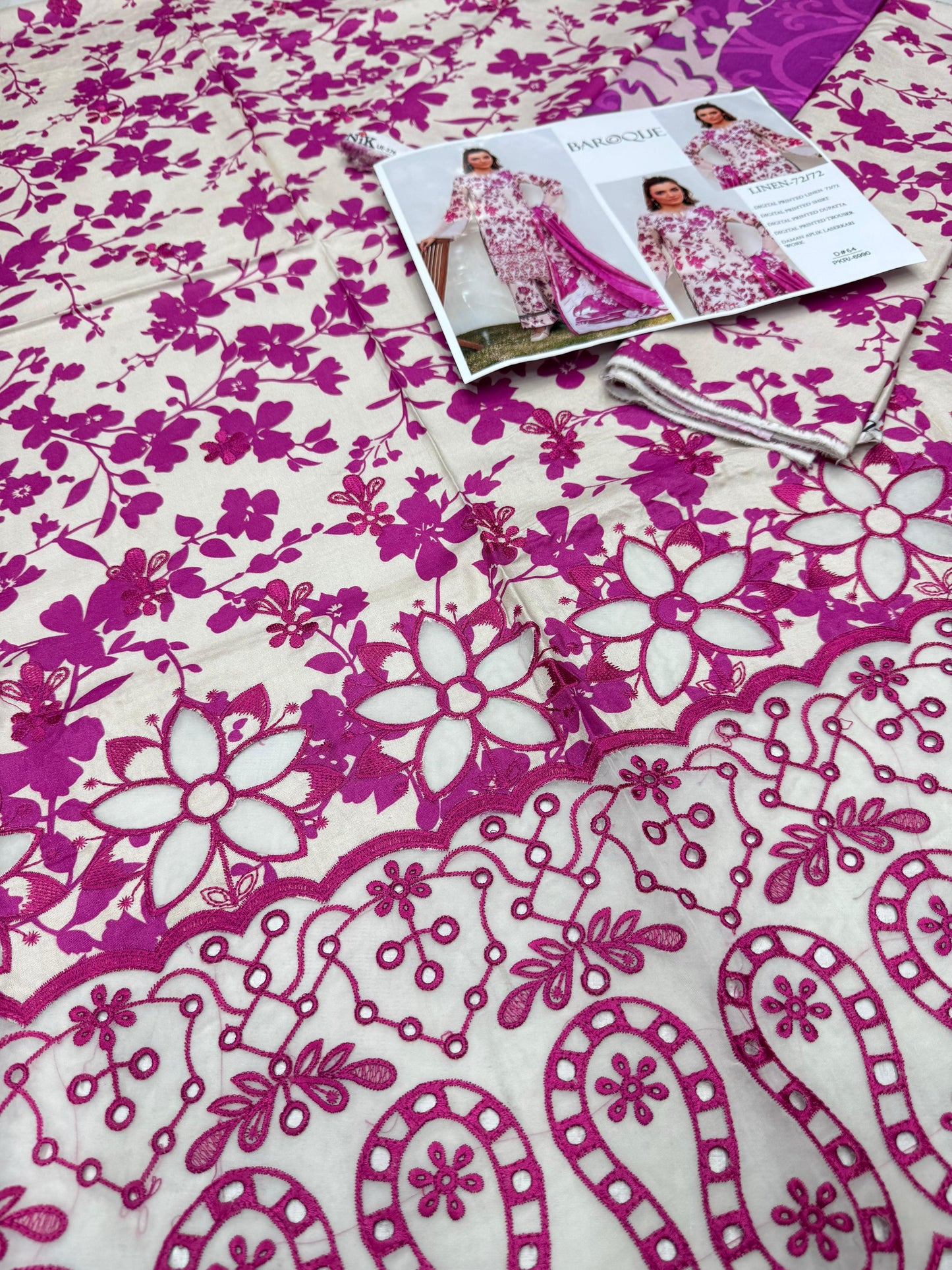 LINEN 72/72 3pc Full Embroidered - D#64