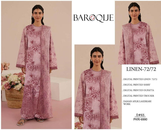 LINEN 72/72 3pc Full Embroidered - D#65