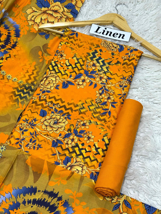 ALKARAM LINEN Digital Print 3pc 2025 - D#7