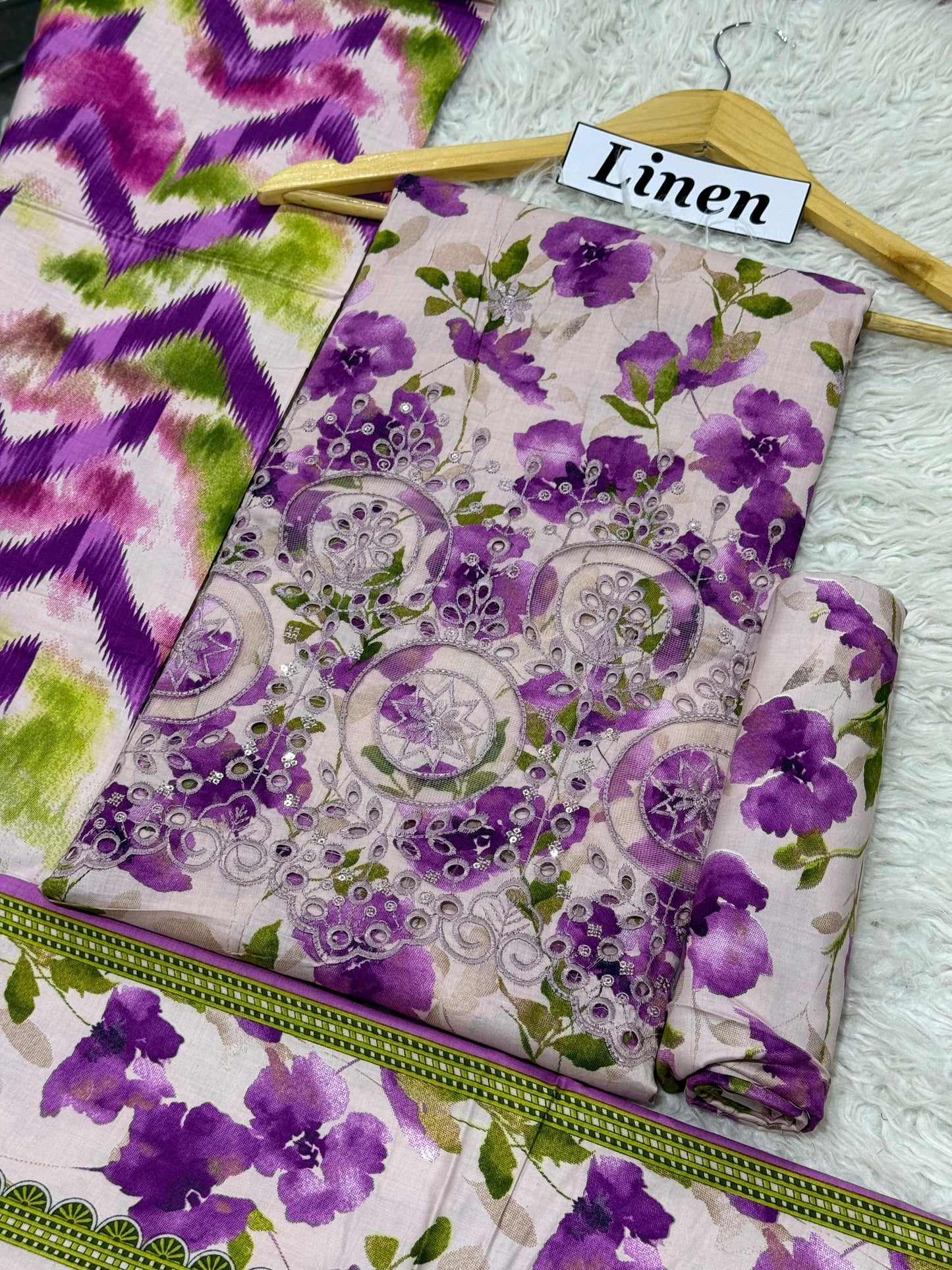 LINEN 3pc Full Embroidered - L#17