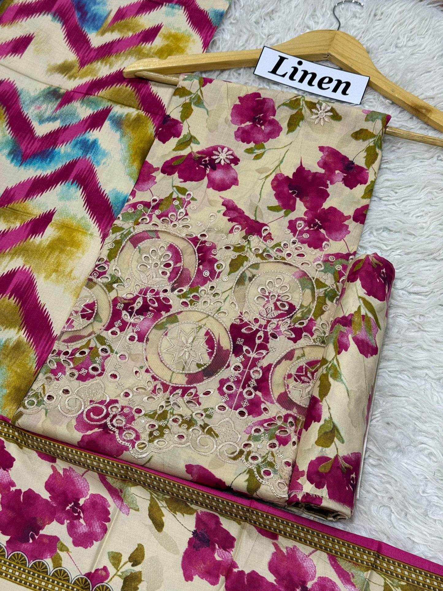 LINEN 3pc Full Embroidered - L#18